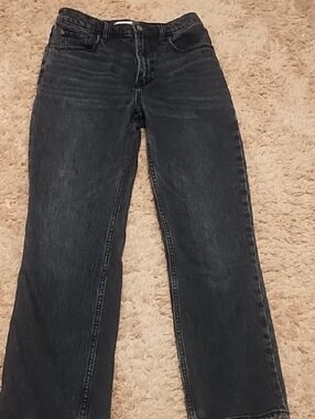 Abercrombie & Fitch Washed Black Wide-Leg Jeans